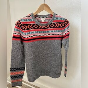 J.Crew Factory Fair Isle Wool Sweater, Size XS